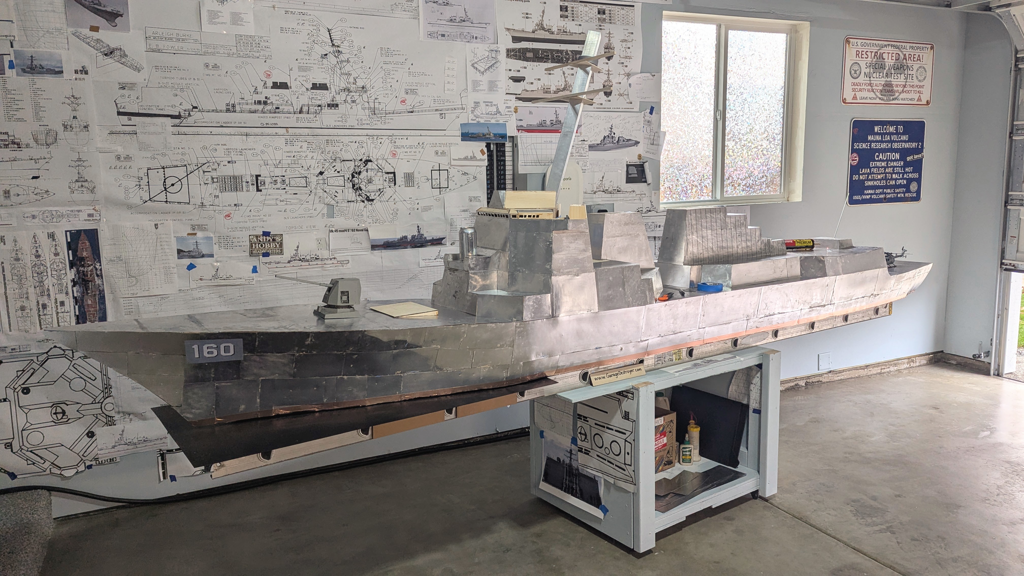 One of a kind 1/35 scale display model of a United States Navy destroyer warship,  Arleigh Burke class DDG. Month 7 of build.      nick hoke